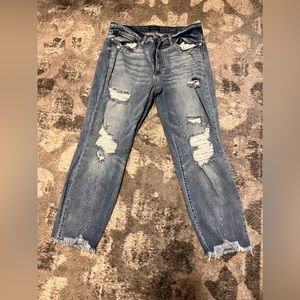 Judy Blue Distressed Bleach Splatter Cropped Jean Size 18W